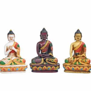Complete Dhyani Buddhas Set of 5 - Pancha Buddha Statues, Handmade in Nepal - Medium Resin Figurines for Home Altar, Meditation, and Spiritual Collection