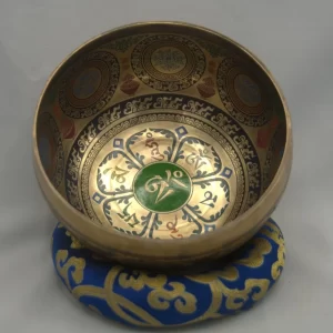 authentic 17cm tibetan singing bowl seven chakras & dorje symbol carved for healing