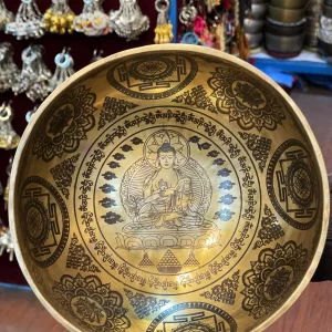 11 inches Buddha Carved Singing Bowl- Healing Bowls-Unique Design-Relaxation