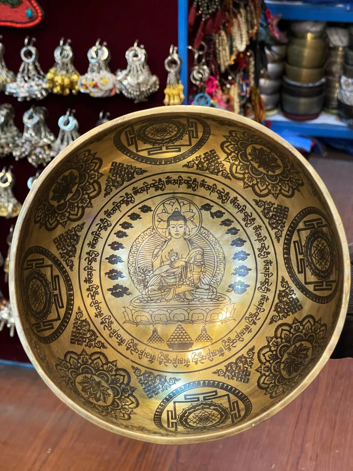 11 inches Buddha Carved Singing Bowl- Healing Bowls-Unique Design-Relaxation